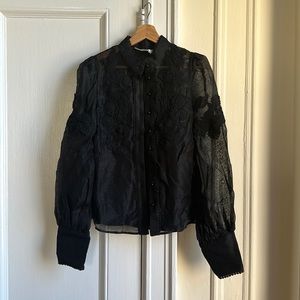 Zimmermann black silk and linen top